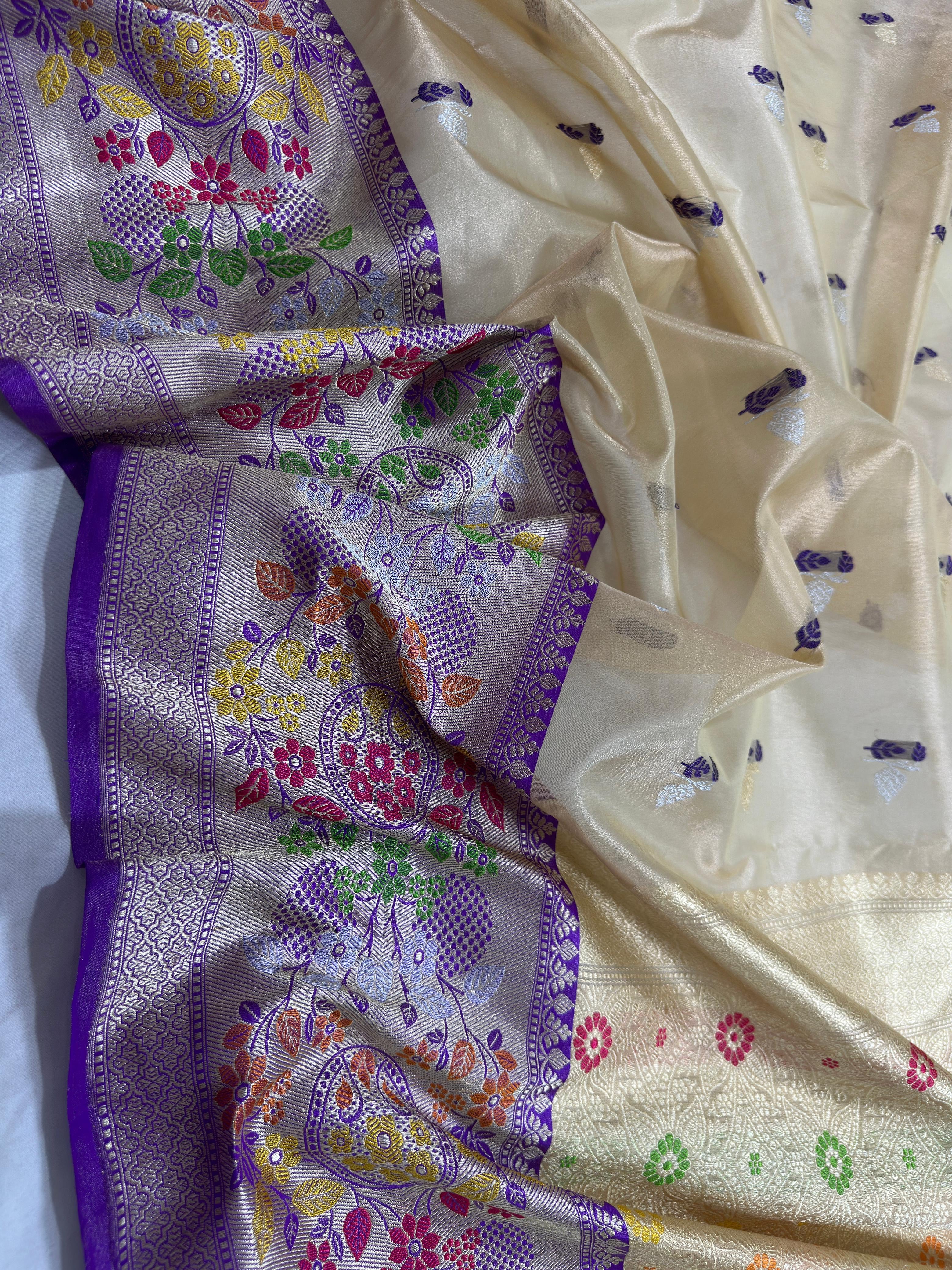 Kora silk tissue paithani banaras
