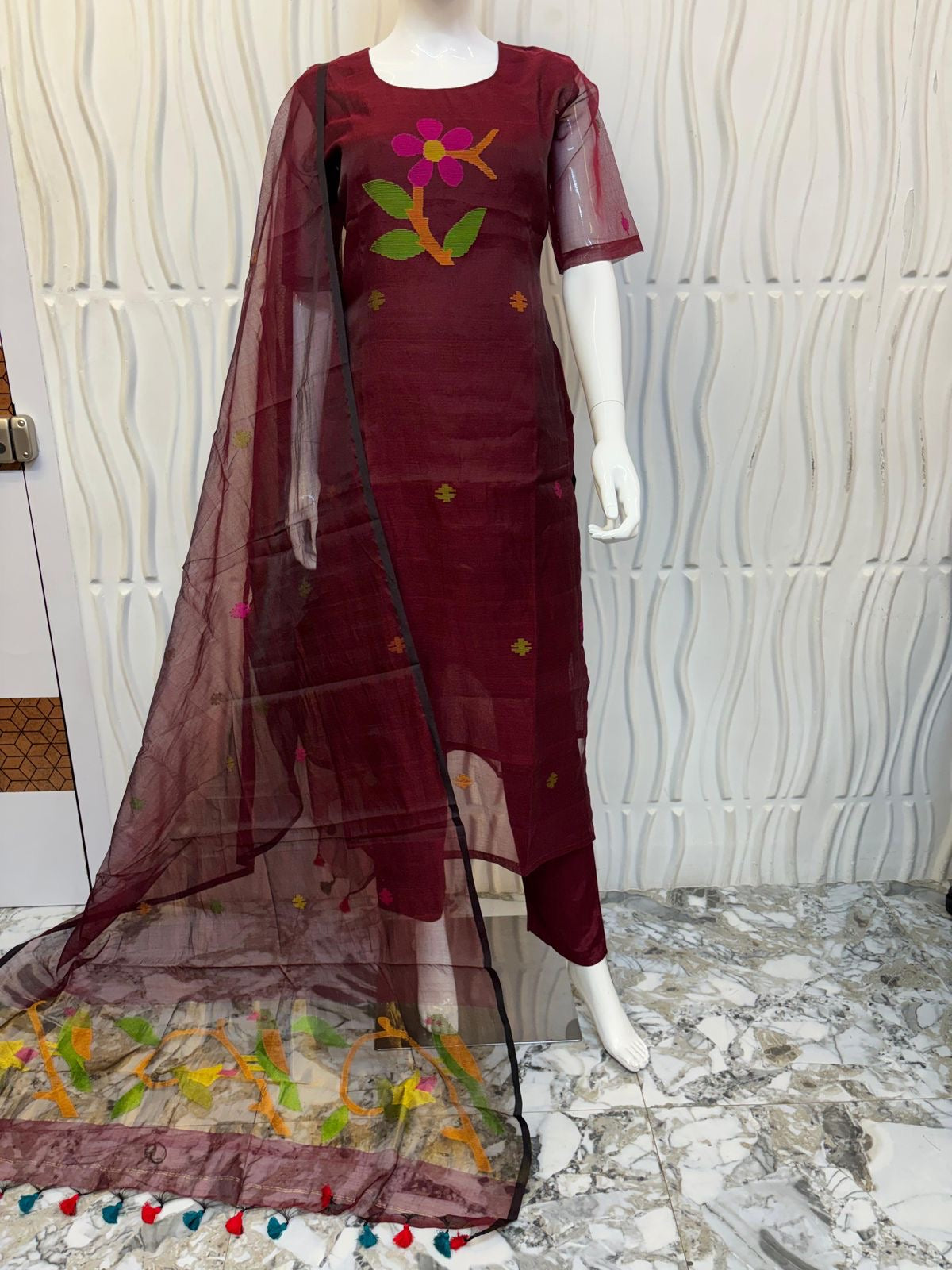 Beautiful 3 piece jamdani dress