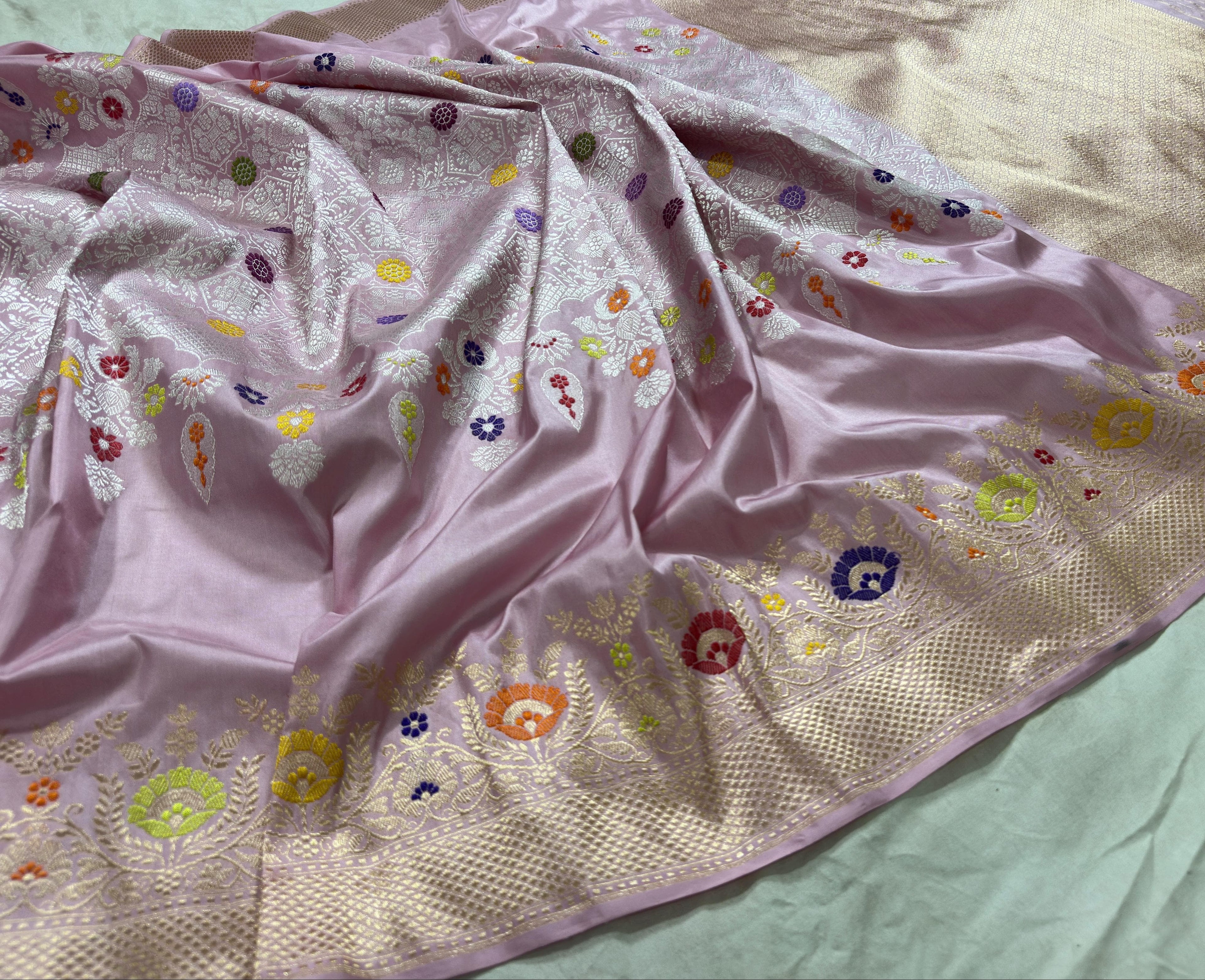 Katan silk brocket pure handloom