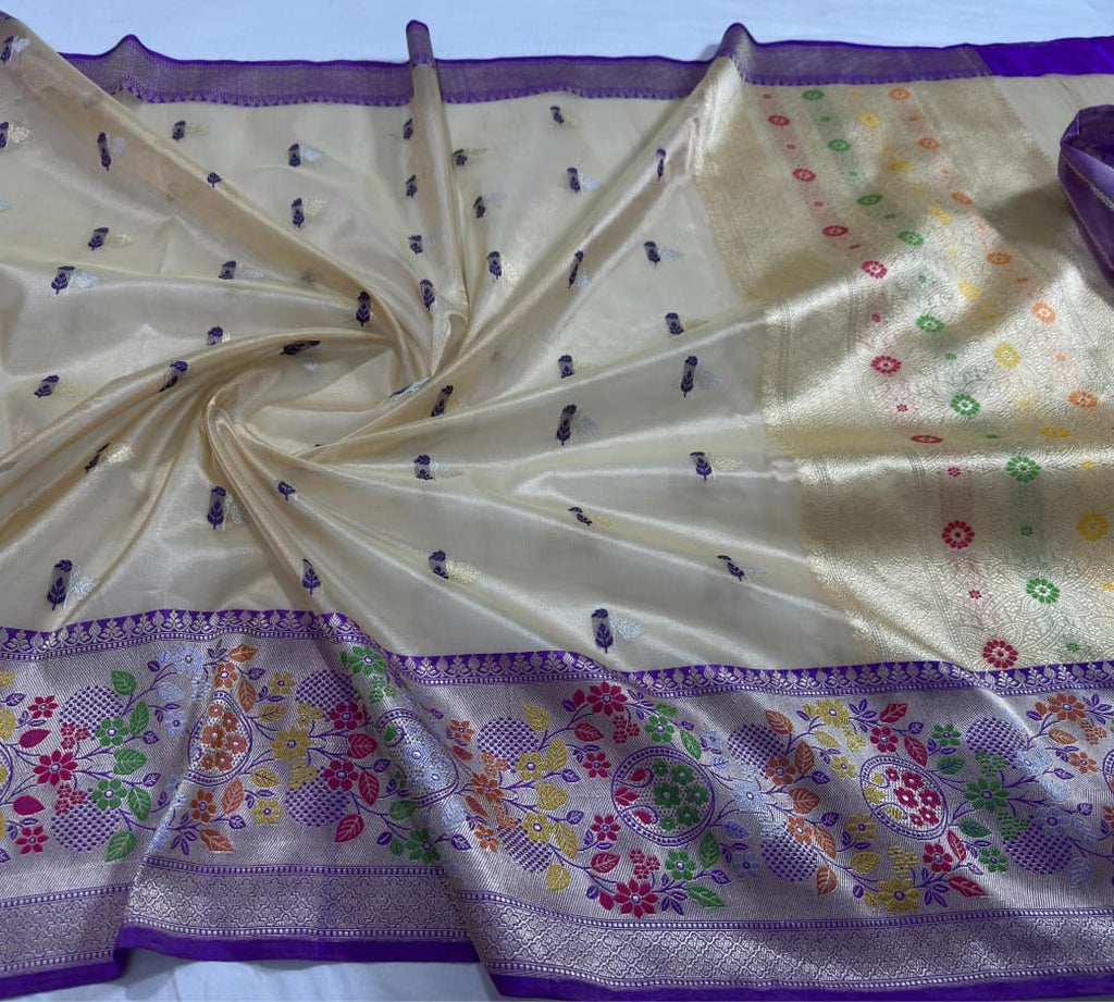 Kora silk tissue paithani banaras