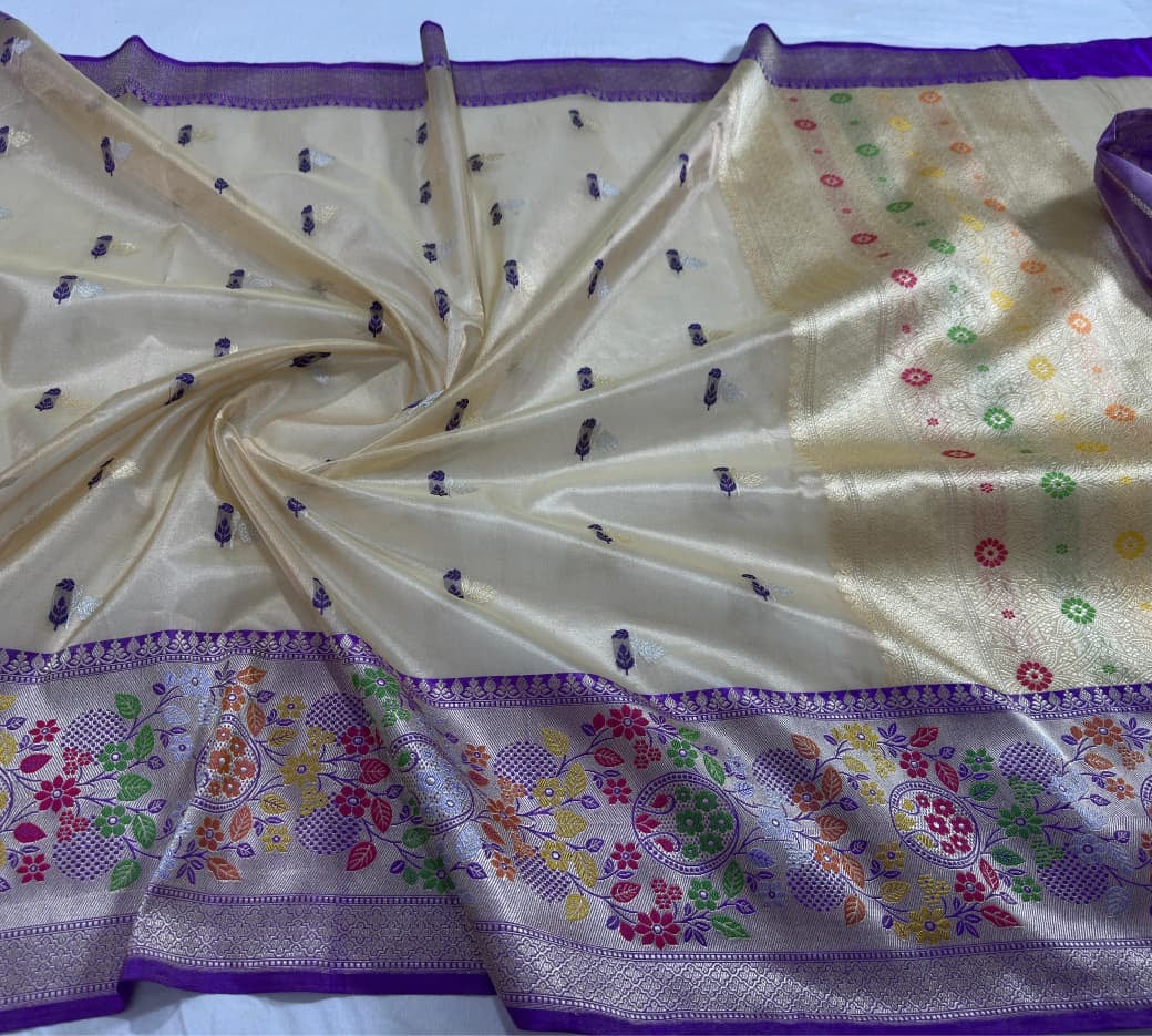 Kora silk tissue paithani banaras