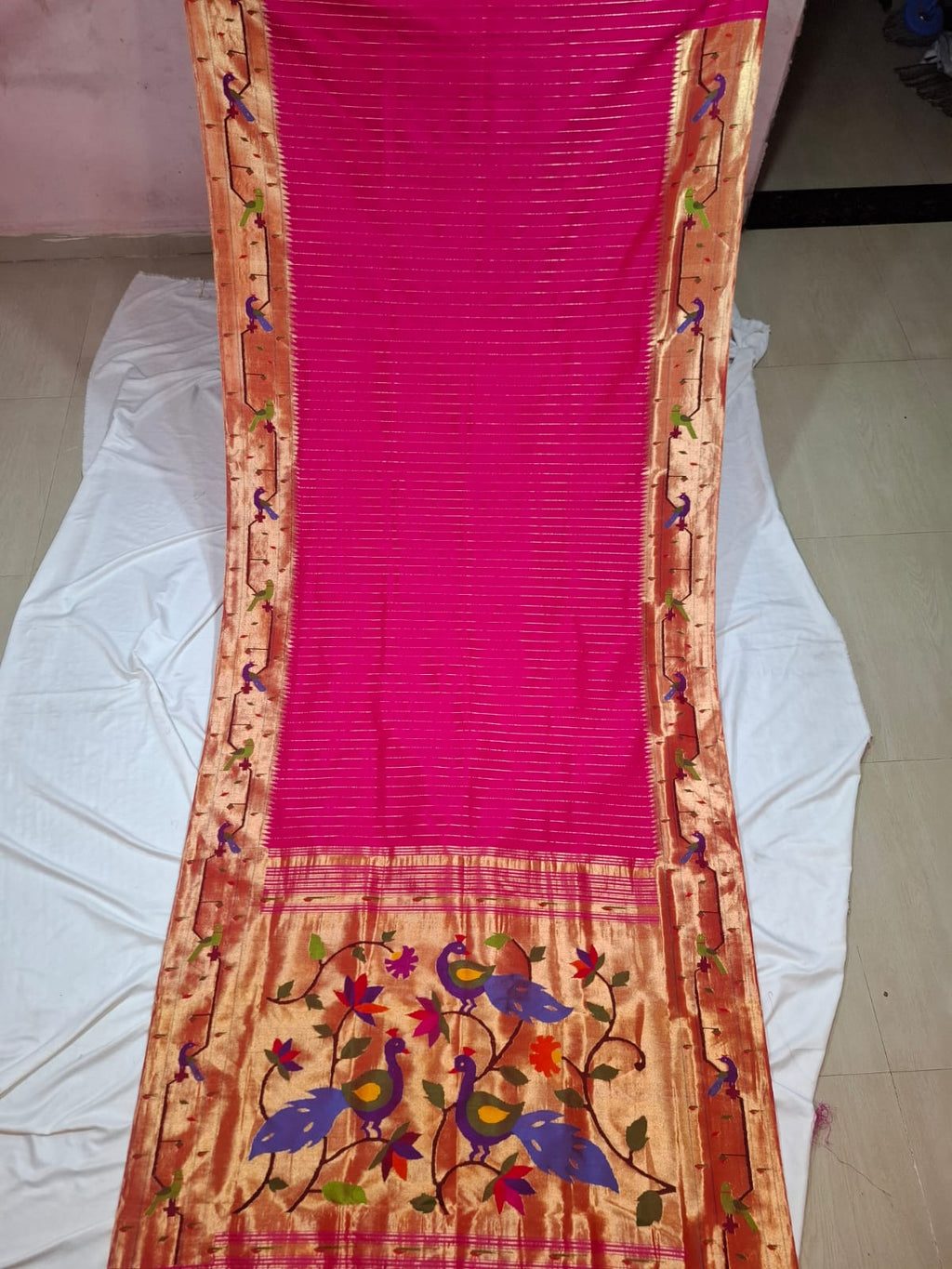 PEACOCK PARROT BROCADE PAITHANI