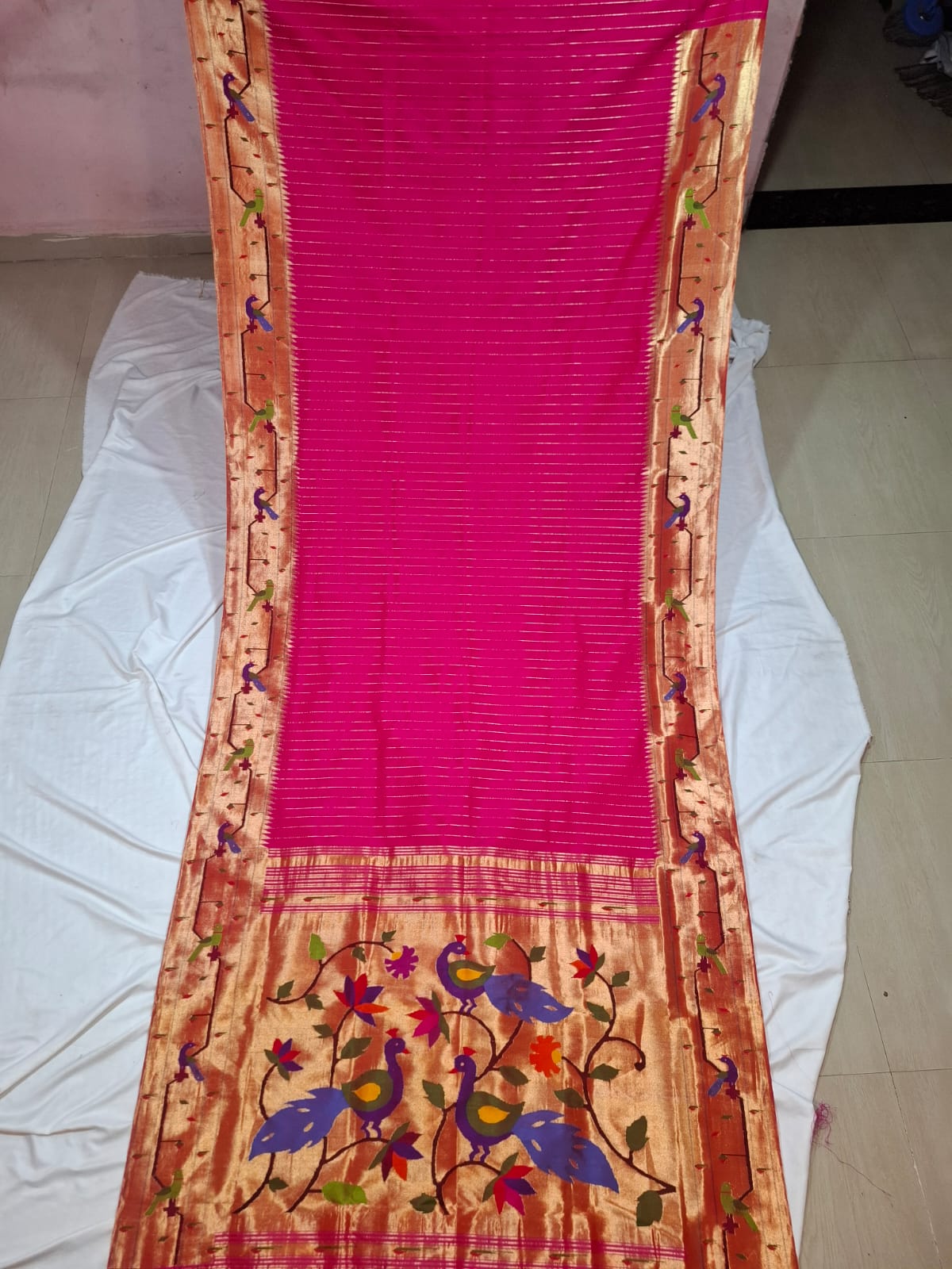 PEACOCK PARROT BROCADE PAITHANI