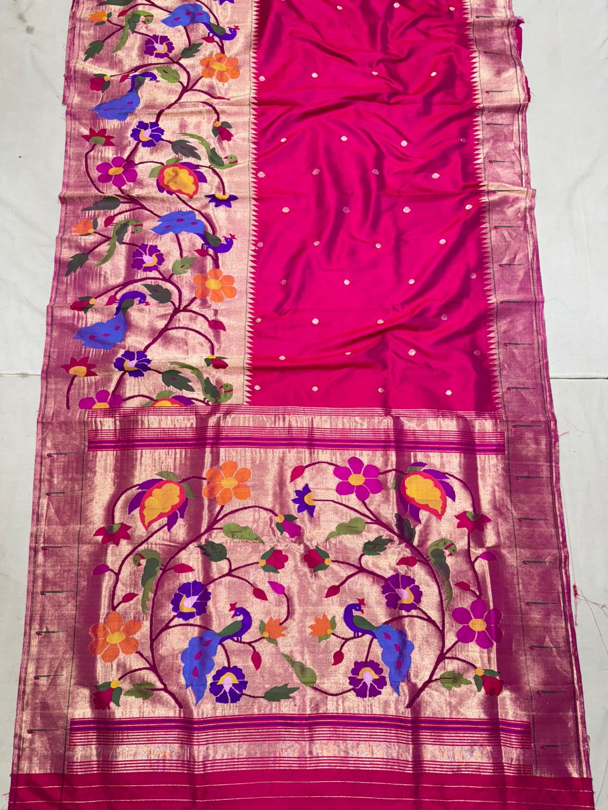 Pink paithani in half border