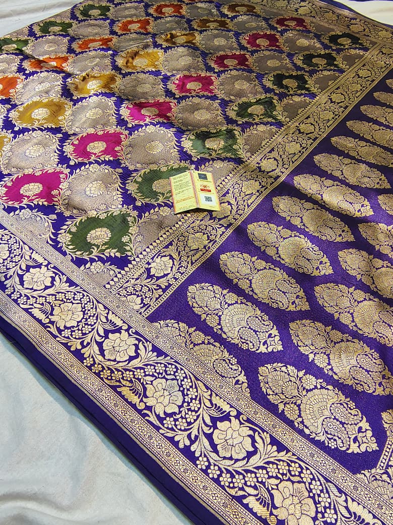 **BANARASI HANDLOOM PURE KATAN SAREE WITH RANKAAT WORK **
