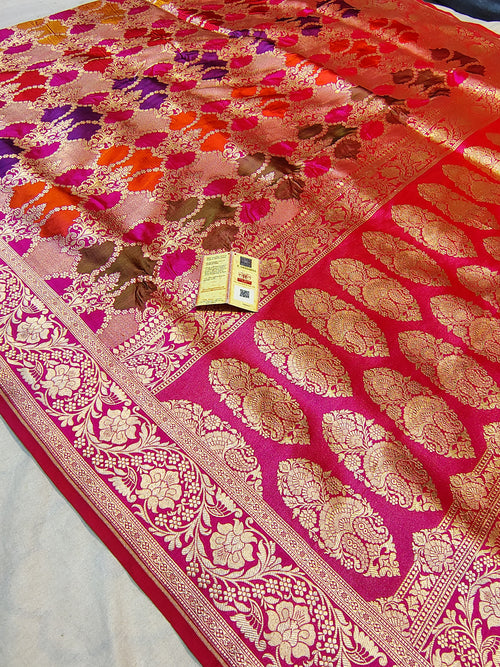 **BANARASI HANDLOOM PURE KATAN SAREE WITH RANKAAT WORK **