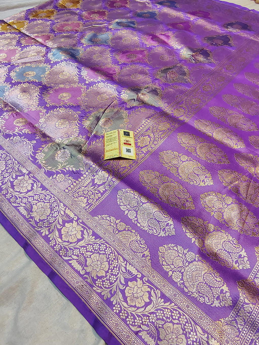 **BANARASI HANDLOOM PURE KATAN SAREE WITH RANKAAT WORK **