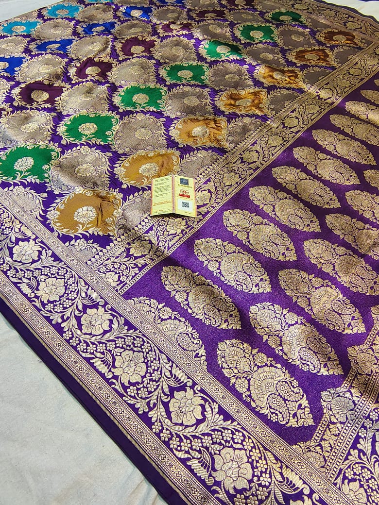**BANARASI HANDLOOM PURE KATAN SAREE WITH RANKAAT WORK **