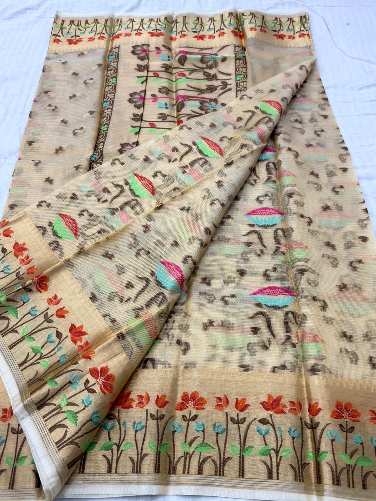 Banarasi Tissue silk saree with meenkari weaving