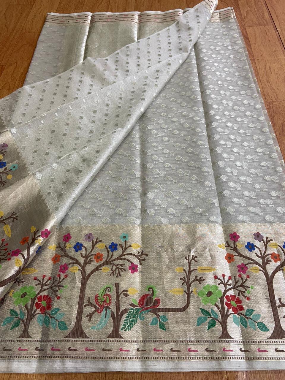 Banarasi Tissue silk saree with meenkari weaving