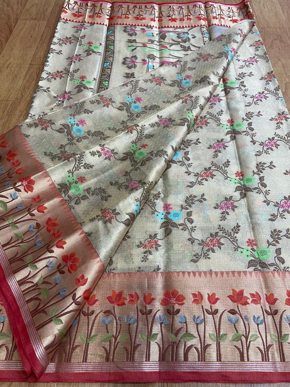 Banarasi Tissue silk saree with meenkari weaving