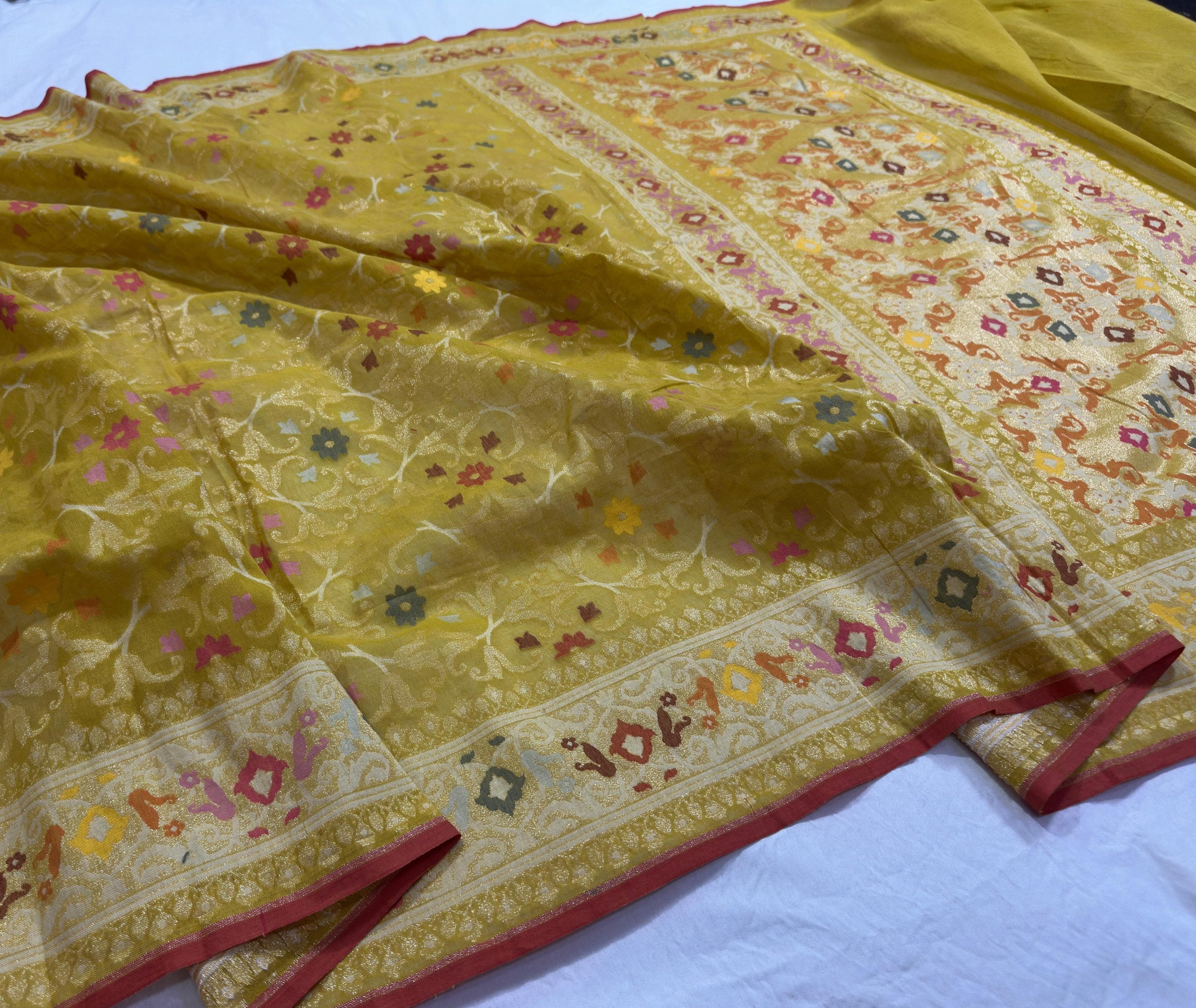 Cotton jamdani  ek Tara Banaras saree