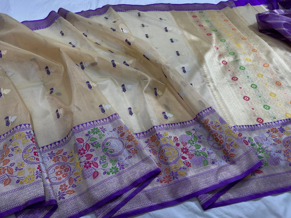 Kora silk tissue paithani banaras